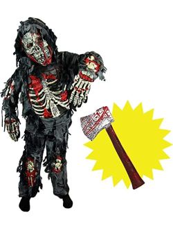 Zombie Deluxe Costume for Child with Bloody Axe