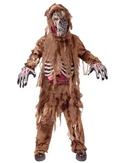Child Boy Scary Halloween Brown Zombie Costume for Halloween Dress Up Party, Role Playing