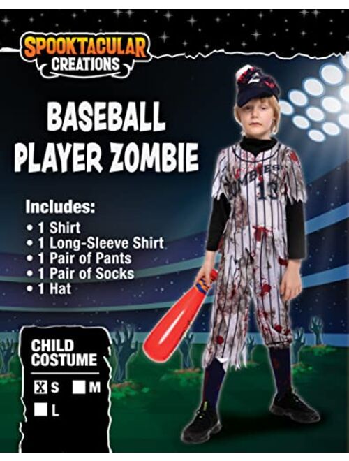 Spooktacular Creations Child Boy Scary Baseball Player Zombie costume for Halloween pretend up (Small (5-7yr))