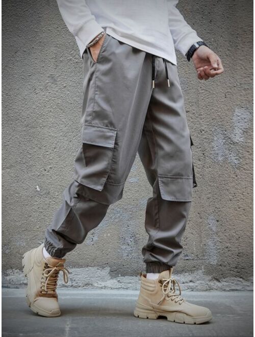 Buy Shein Men Flap Pocket Side Drawstring Waist Cargo Pants online ...