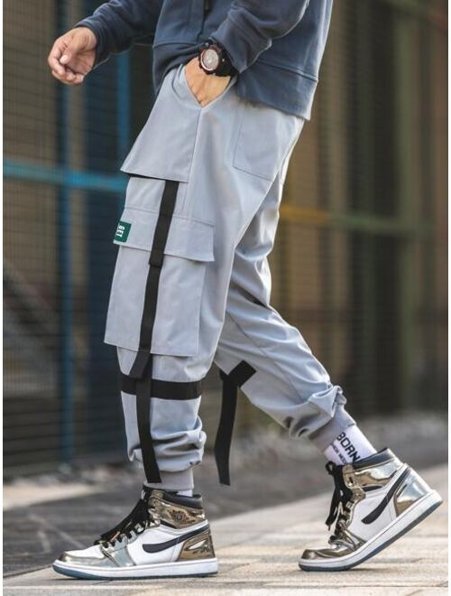 Buy Shein Men Ribbon Flap Pocket Cargo Pants online Topofstyle