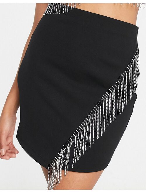 Miss Selfridge diamante trim skirt