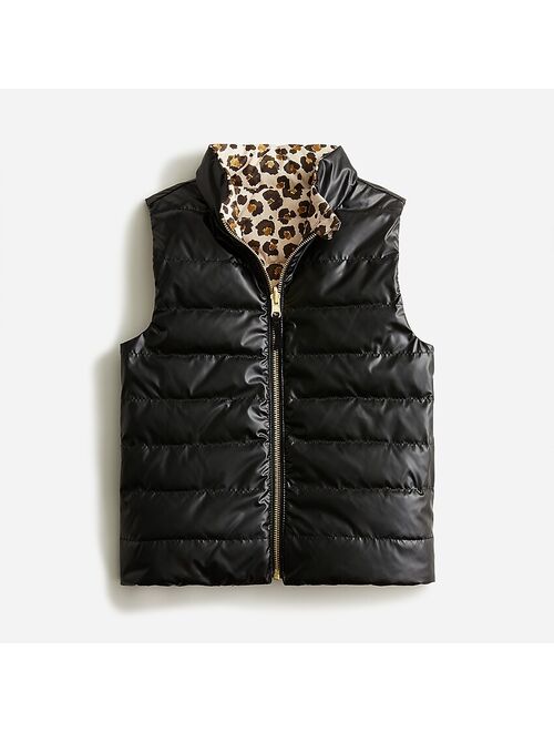 J.Crew Girls' reversible printed puffer vest with eco-friendly PrimaLoft