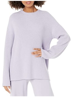 Women's Alice Crewneck Back Slit Ribbed Pullover Sweater