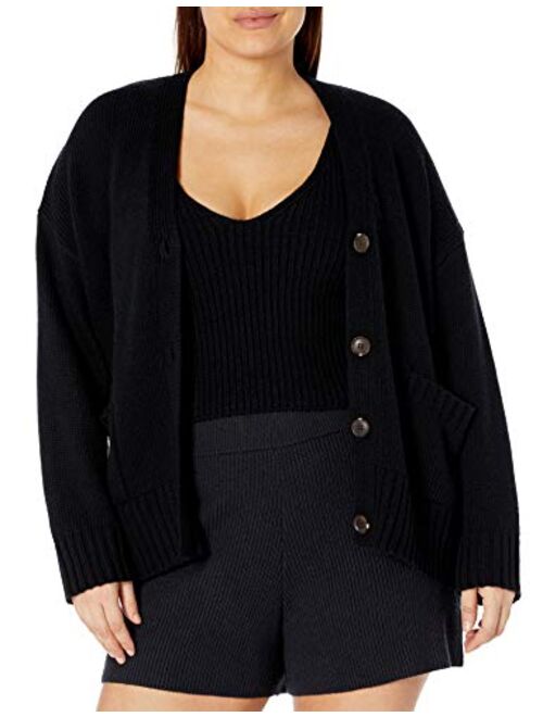 The Drop Women's Brigitte Chunky Button Front Pocket Ribbed Cardigan