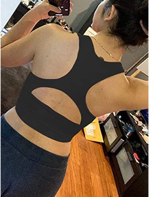 Artfish Women's Sexy Deep V Neck Sleeveless Cropped Tank Crop Top Workout Racerback Shirts