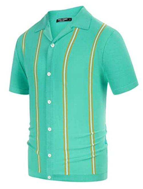 PJ PAUL JONES Men's Vintage Striped Polo Shirts Casual Short Sleeve Knitwear
