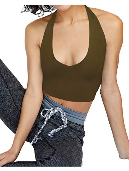 CLOZOZ Crop Tops for Women Halter Tops Going Out Tops V Neck Cropped Tank Tops for Women Sleeveless Backless Trendy Tops