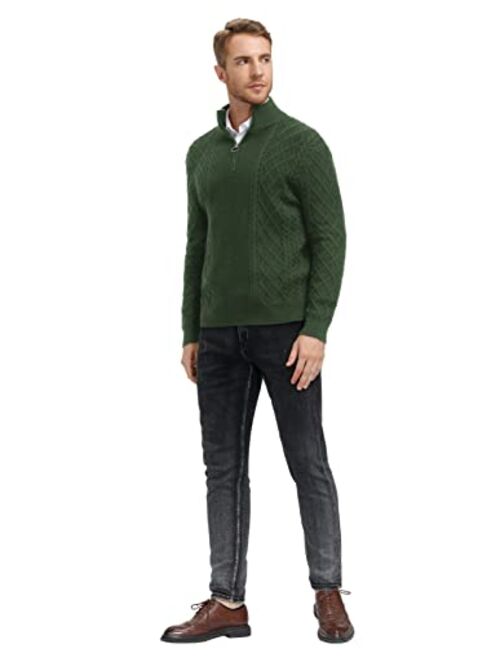 PJ PAUL JONES Men's Casual Quarter-Zip Sweaters Cable Knit Thermal Pullover