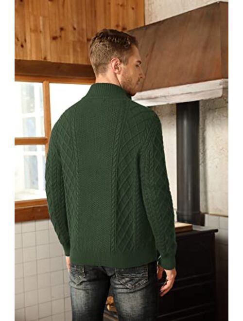 PJ PAUL JONES Men's Casual Quarter-Zip Sweaters Cable Knit Thermal Pullover