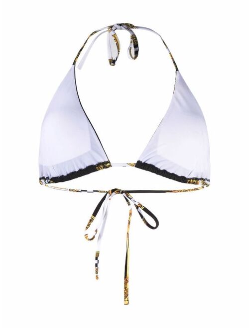 Versace Barocco-print haterneck bikini top