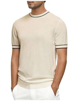 Men's Short Sleeve Pullover Sweaters Stripe Knit Summer Best Dad Father's Day Mens T-Shirts