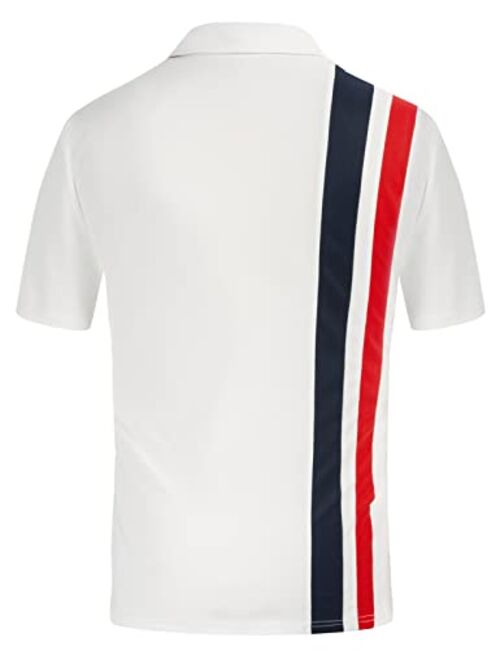 PJ PAUL JONES Men's Casual Short Sleeve Sports Shirts Contrast Striped Golf Polo Shirts