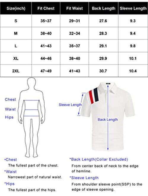 PJ PAUL JONES Men's Casual Short Sleeve Sports Shirts Contrast Striped Golf Polo Shirts