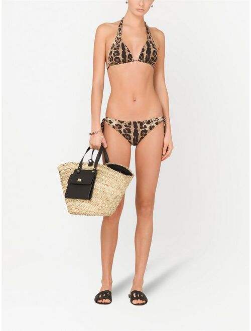 Dolce & Gabbana leopard-print halterneck bikini top
