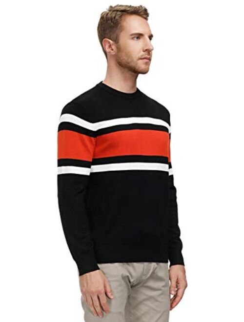 PJ PAUL JONES Mens Striped Pullover Sweater Crewneck Contrast Fine Knitted Sweaters