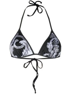 baroque pattern-print bikini top