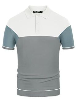Mens Knitting Stretch Golf Polo Shirts Lightweight Tee Shirts