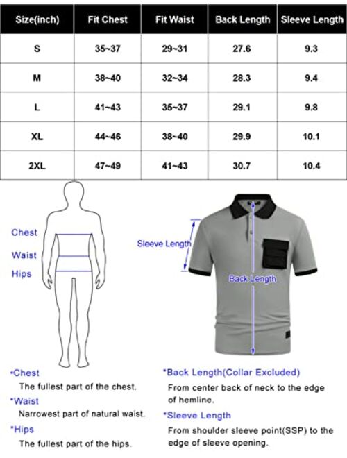 PJ PAUL JONES Men's Polo Shirts Short Sleeve Contrast Tennis T-Shirt with Pockets