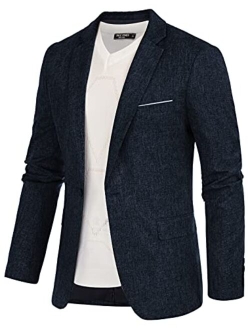 Men's Casual Slim Fit Blazer Jacket One Button Lightweight Sport Coat