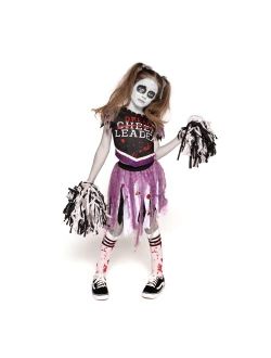 Girl Scary Bloody Cheerleader Costume, Black Zombie Cheerleader Costume for Halloween Dress Up Parties-M