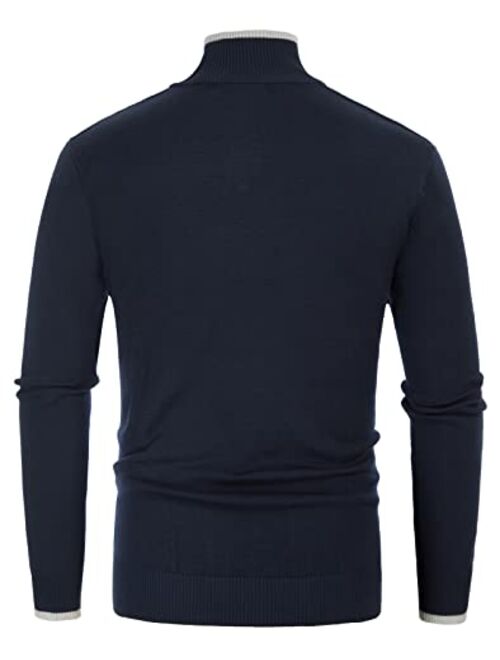 PJ PAUL JONES Men's Quarter Button Argyle Knitted Pullover Stand Collar Pullover Sweater