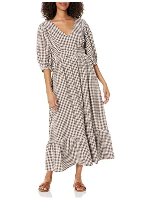 The Drop Women's Calie V-Neck Puff Sleeve Maxi Dress