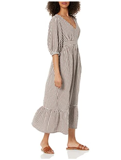 The Drop Women's Calie V-Neck Puff Sleeve Maxi Dress