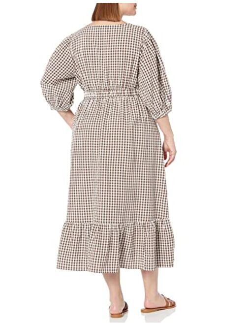 The Drop Women's Calie V-Neck Puff Sleeve Maxi Dress