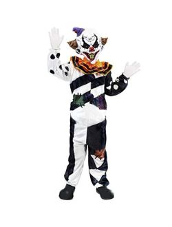 Scary Clown Costume Kids Deluxe Set for Halloween Dress Up Party, Role Play and Carnival Cosplay