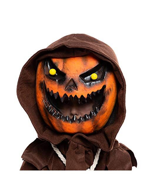 Spooktacular Creations Scary Scarecrow Pumpkin Bobble Head Costume w/Pumpkin Halloween Mask for Kids Role-Playing