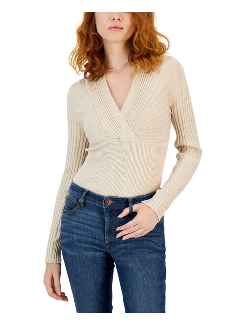 INC INTERNATIONAL CONCEPTS Women's Ribbed Surplice Pullover Sweater, Created for Macy's
