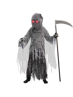 Soul Taker Child Reaper Costume with Glowing Eyes for Halloween Trick-or-Treating
