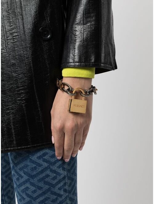Versace logo padlock-charm bracelet
