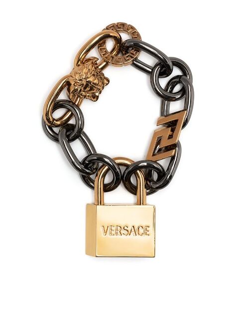 Versace logo padlock-charm bracelet