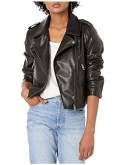 Women's Heather Vegan Leather Moto Jacket