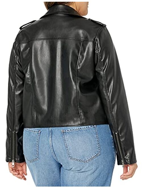 The Drop Women's Heather Vegan Leather Moto Jacket
