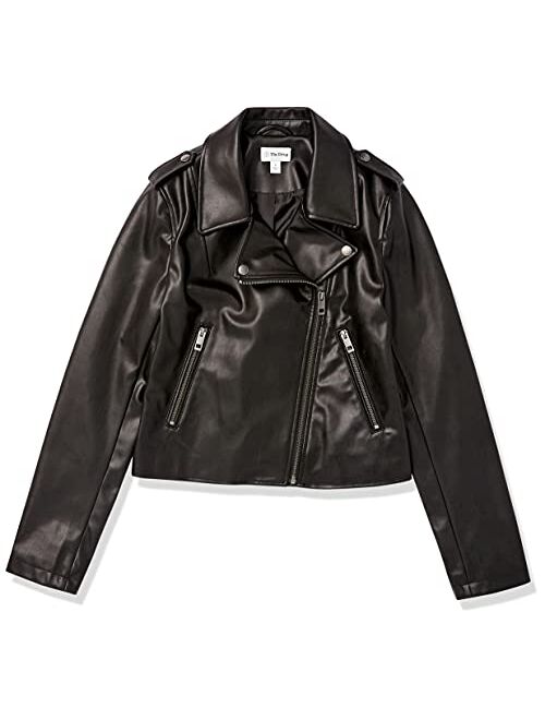 The Drop Women's Heather Vegan Leather Moto Jacket