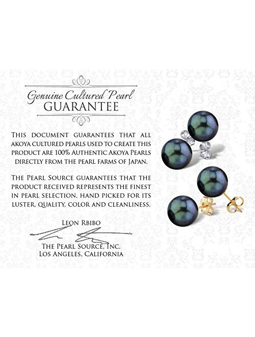 Black Akoya Cultured Pearl Earrings for Women with 14K Gold Leverbacks in AAA Quality - THE PEARL SOURCE