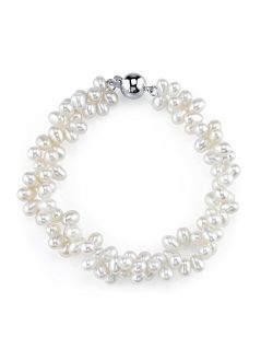 4-5mm Rice Shaped White Freshwater Pearl Bracelet for Women - Cultured Pearl Bracelet in 925 Sterling Silver with Genuine Cultured Pearls