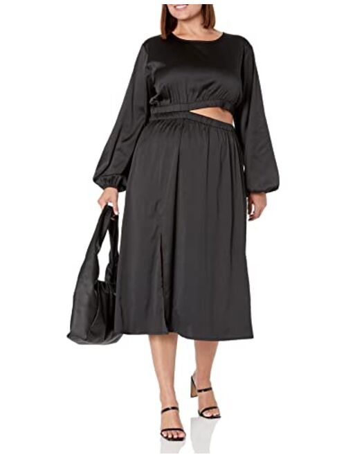 The Drop Women's Jacob Silky Long Sleeve Modest Cut Out Midi