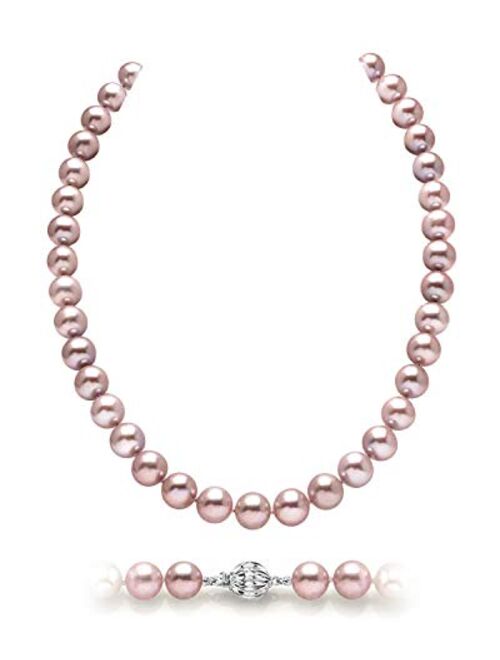 THE PEARL SOURCE AAA Quality Round Pink Freshwater Cultured Pearl Necklace for Women