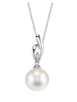 Freshwater Cultured Pearl Pendant for Women Pearl and Diamond Pendant Necklace with 14K Gold