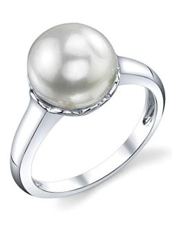 Freshwater Cultured Pearl Ring for Women with 11-12mm Round White Pearl and Sterling Silver Band - THE PEARL SOURCE