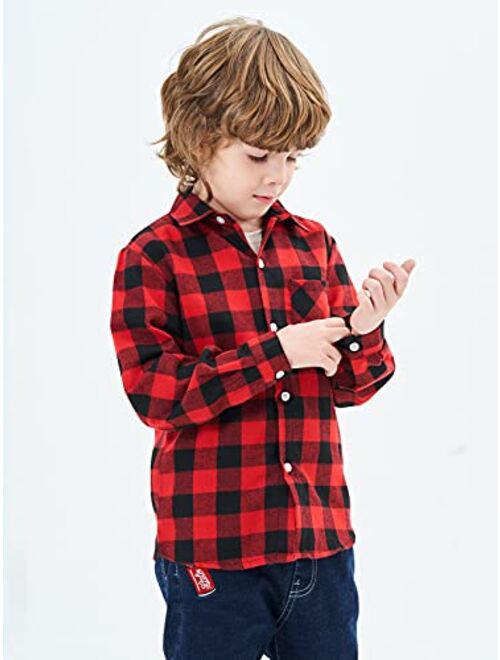 Sobrisah Men & Boy Button Down Shirt Kid Flannel Shirt Toddler Buffalo Plaid Shirt Boys Western Shirts Long Sleeve Father Son Shirt