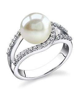 Freshwater Cultured Pearl Ring for Women, Tessa Ring with Sterling Silver and Crystals - THE PEARL SOURCE