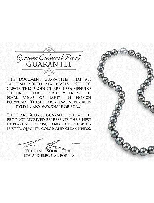 THE PEARL SOURCE 10-11mm Genuine Black Tahitian South Sea Cultured Pearl Kasandra Ring for Women