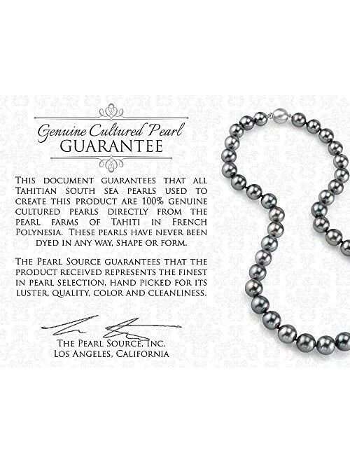 THE PEARL SOURCE 9-10mm Genuine Baroque Black Tahitian South Sea Cultured Pearl Denise Pendant Necklace for Women