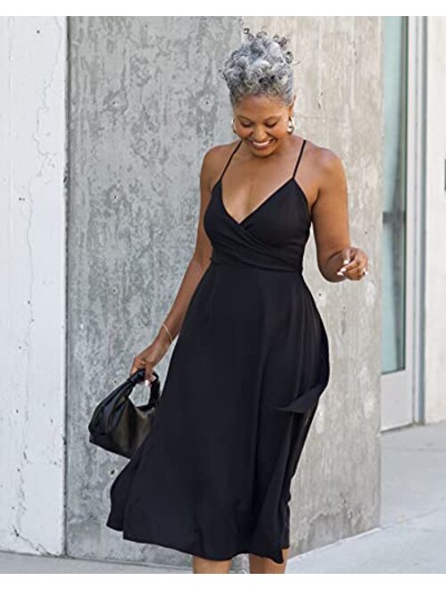 The Drop Women's Black Faux Wrap Midi Dress by @thetennillelife_