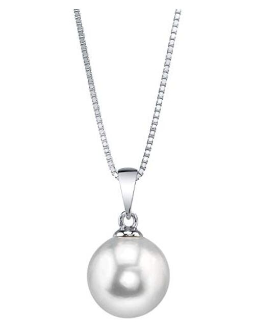 THE PEARL SOURCE White Freshwater Pearl Pendant Sydney Necklace for Women - Cultured Pearl Necklace | Single Pearl Necklace for Women with 925 Sterling Silver Chain